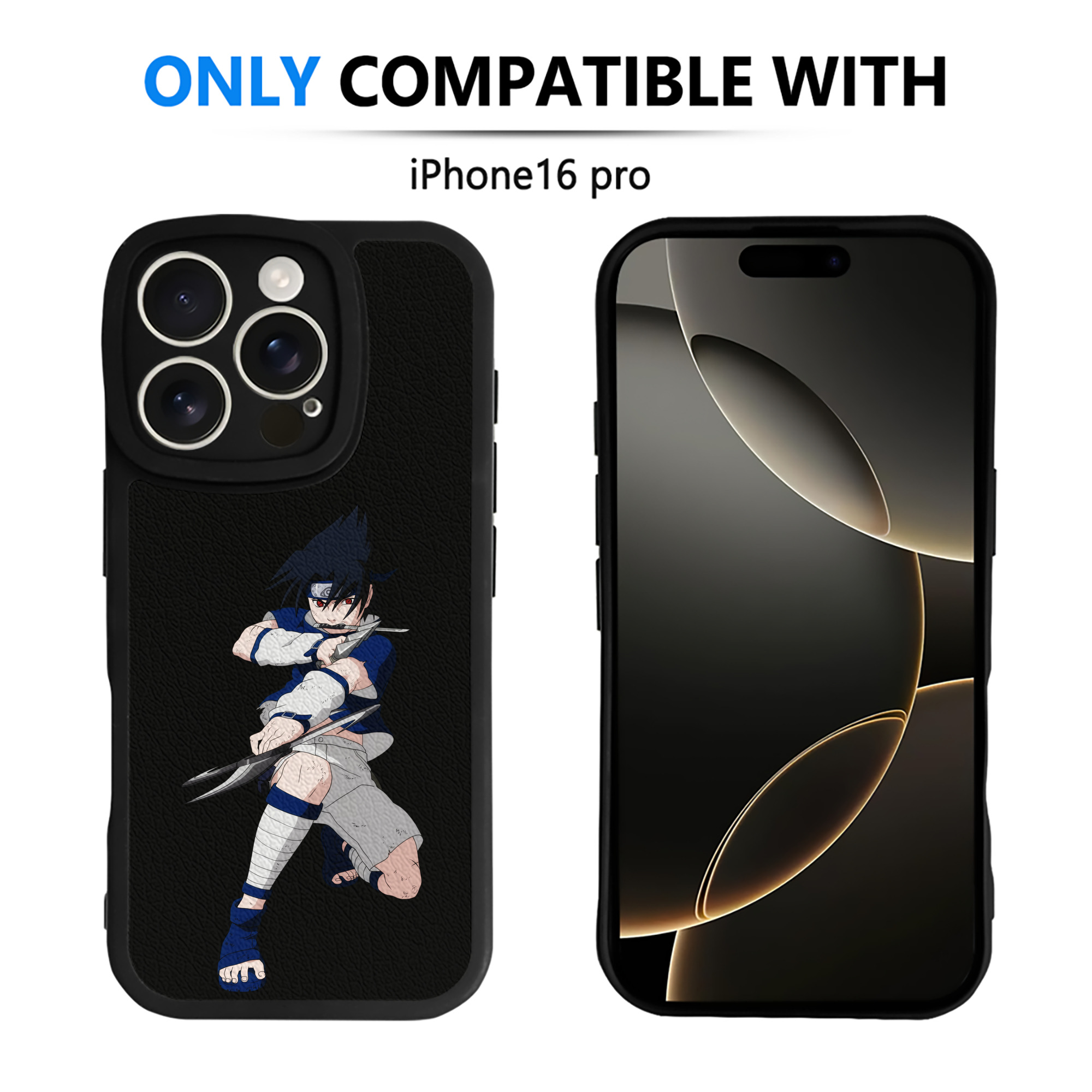 （画像用） NARUTO -ナルト- うちは サスケ Uchiha Sasuke 【iPhone 16シリーズ対応】シリコンスマホケース（レザー調） 材質：シリコン